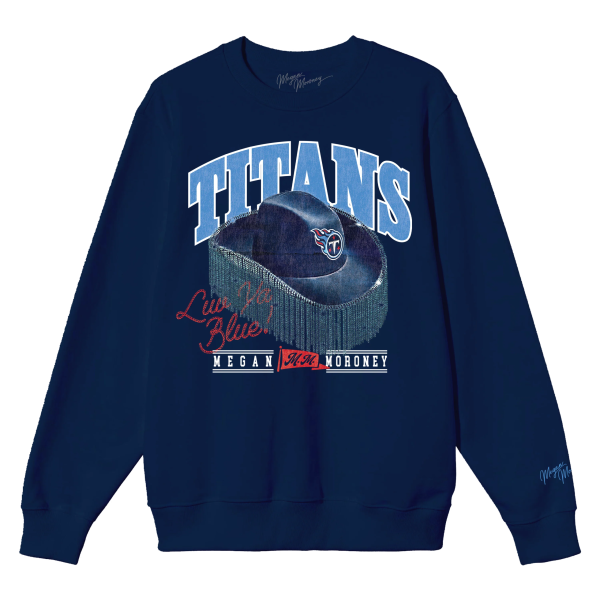 Exclusive Megan Moroney x Tennessee Titans Cowgirl Hat Crewneck Navy